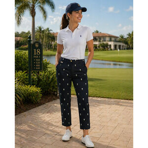 St John Sport Pants Navy Size 4 Golf Balls Embroidered